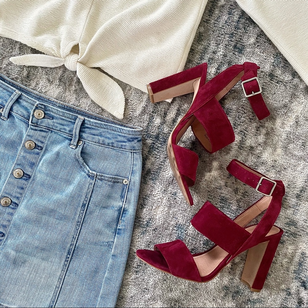 Madewell Burgundy Suede Sandals